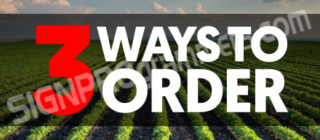 A text of "3 ways to order" with a background of rice farm