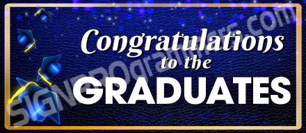 blue background Congratulations to the Graduates