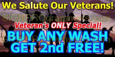 Veterans Day Car Wash buy one get one free